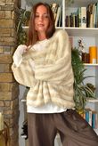Stripe Boucle Slouch Knit Oatmeal & Ecru